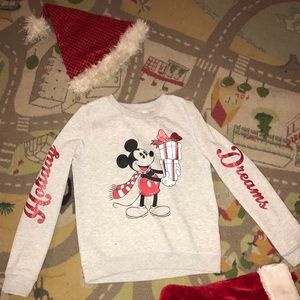 Girls Size 10-12 Mickey Mouse Christmas Pullover